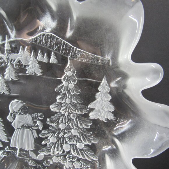 Holiday Christmas Story Etched Glass Candy Dish Clear and Frosted 1.5"x9.75" - Picture 3 of 7